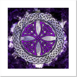 Purple Celtic Shield Knot on Marble Posters and Art